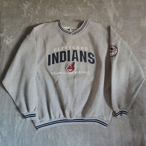 VTG Lee Cleveland Indians Chief Wahoo MLB Baseball Sweatshirt Mens XL Gray